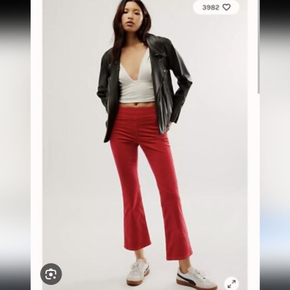 Free People In My Feelings Velvet Corduroy Slim Kick Crop Bohemian Hippie Flare - Picture 3 of 11